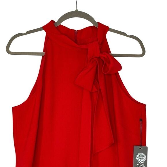 Vince Camuto Red Crepe Neck Tie Sleeveless Mini Dress | 12 - Picture 10 of 10